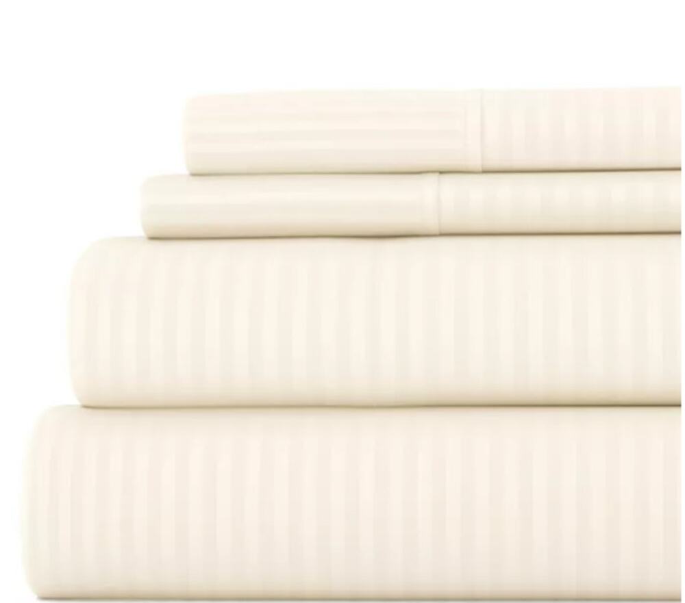 ienjoy Home Expressed In Embossed Striped 4-Pc. Sheet Set, Queen